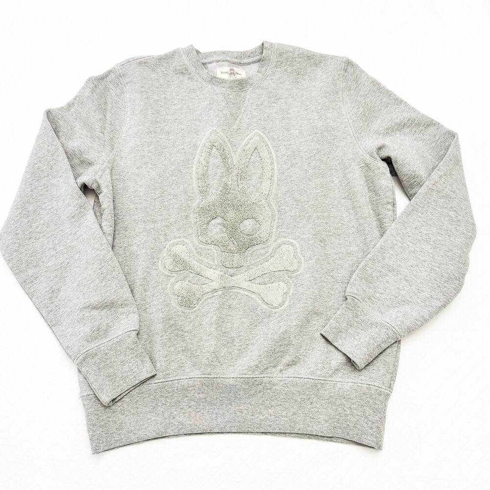 Psycho Bunny Crewneck Gray Sweatshirt Top B6S787B1FL Size XS MINT